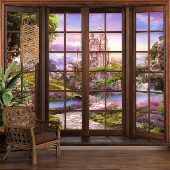 Papel pintado panorámico trampantojo para niños - Infantil - Castillo Encantado