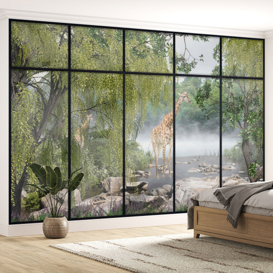 Papel pintado panorámico trampantojo para niños - Infantil - Jirafa