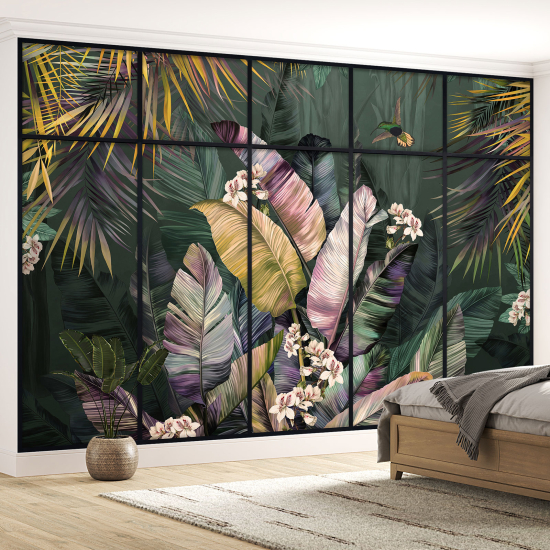 Papel pintado panorámico trampantojo - Plantas tropicales