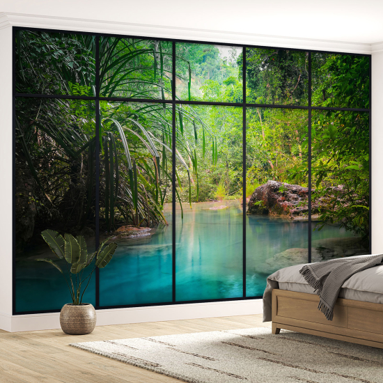 Papel pintado panorámico trampantojo - Río paradisíaco