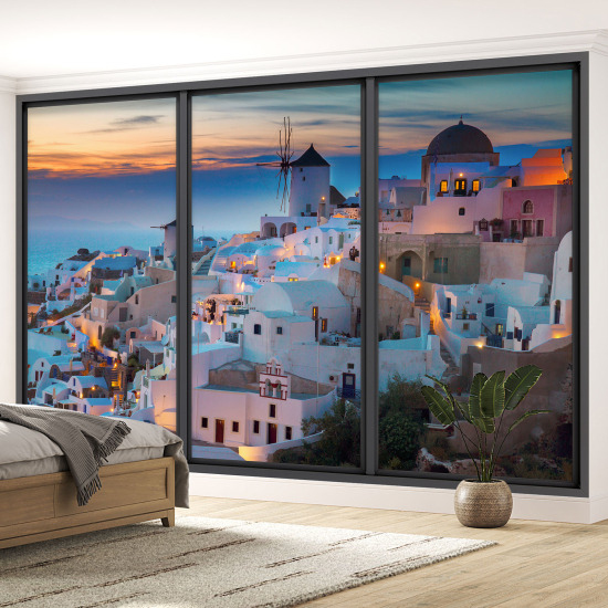 Papel pintado panorámico trampantojo - Santorini