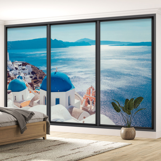 Papel pintado panorámico trampantojo - Santorini
