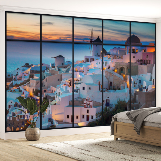 Papel pintado panorámico trampantojo - Santorini