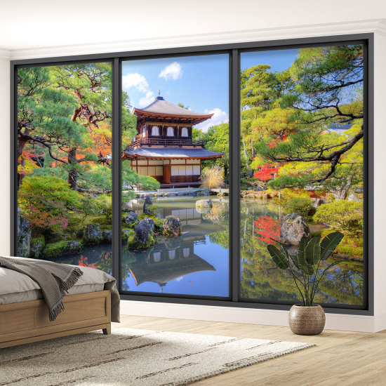 Papel pintado panorámico trampantojo - Templo japonés