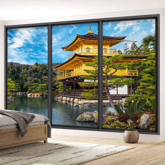 Papel pintado panorámico trampantojo - Templo japonés