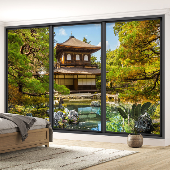 Papel pintado panorámico trampantojo - Templo japonés