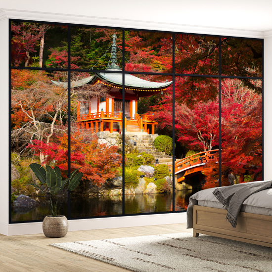 Papel pintado panorámico trampantojo - Templo japonés