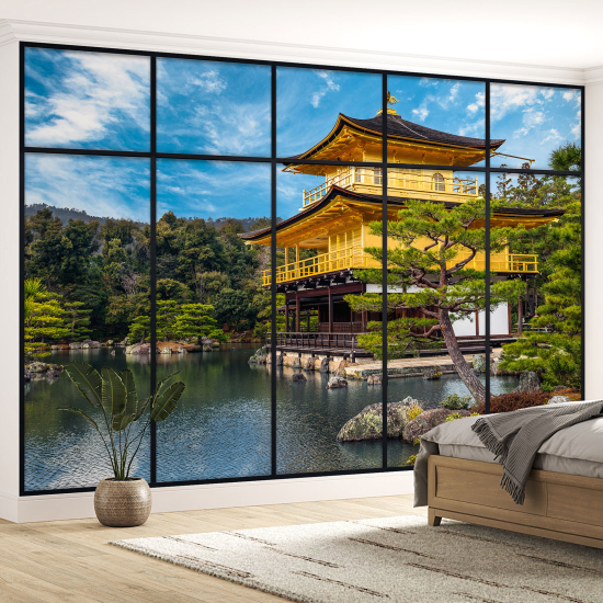 Papel pintado panorámico trampantojo - Templo japonés