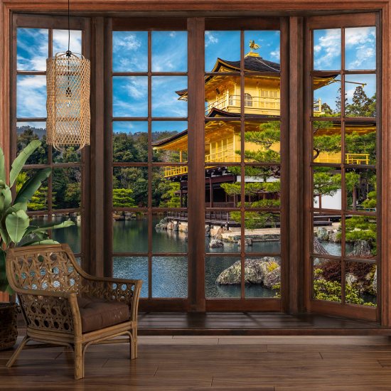 Papel pintado panorámico trampantojo - Templo Japonés