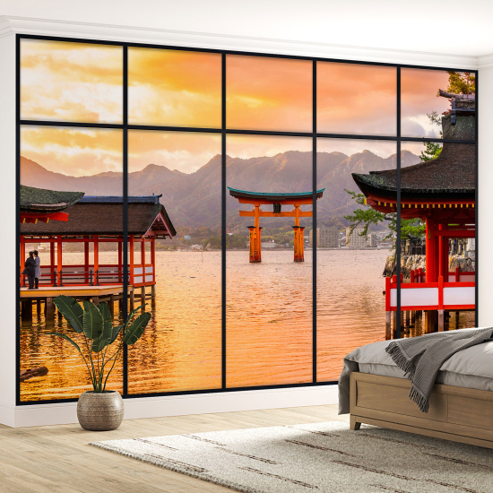 Papel pintado panorámico trampantojo - Templos japoneses