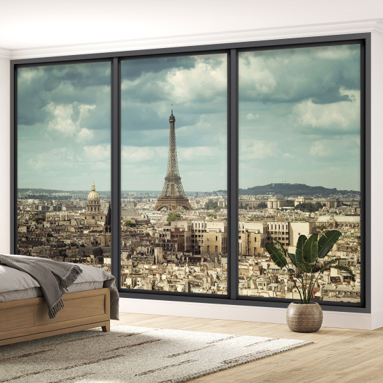 Papel pintado panorámico trampantojo - Torre Eiffel de París
