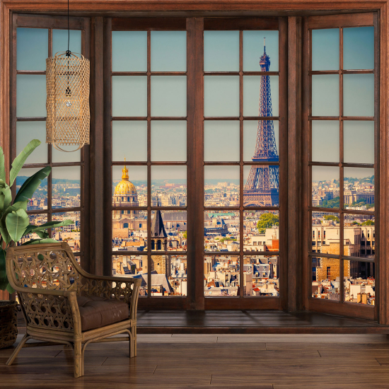 Papel pintado panorámico trampantojo - Torre Eiffel de París