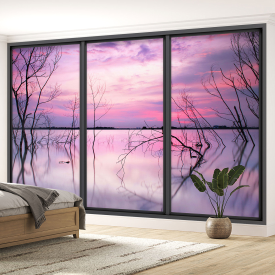 Papel pintado panorámico trampantojo - Vista al lago