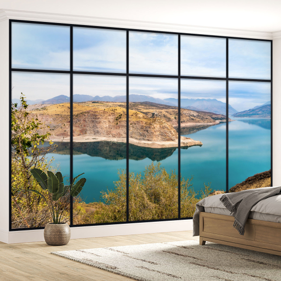 Papel pintado panorámico trampantojo - Vista al lago