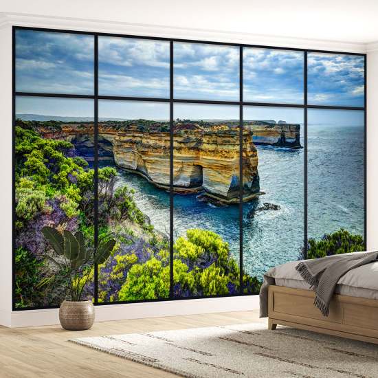 Papel pintado panorámico trampantojo - Vista al mar acantilados