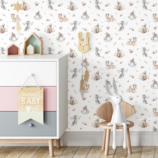Papel pintado para niños - infantil - Animales del Bosque