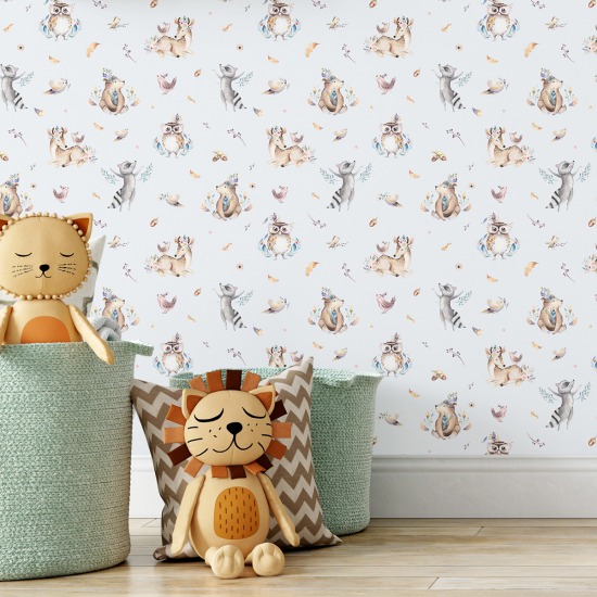 Papel pintado para niños - infantil - Animales del Bosque