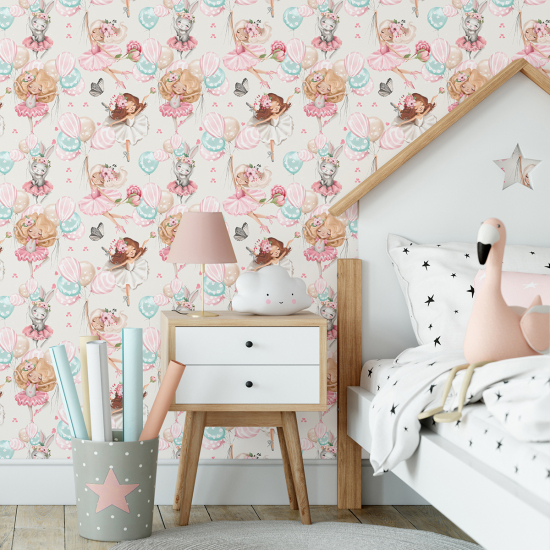 Papel pintado para niños - infantil - Bailarinas Globos
