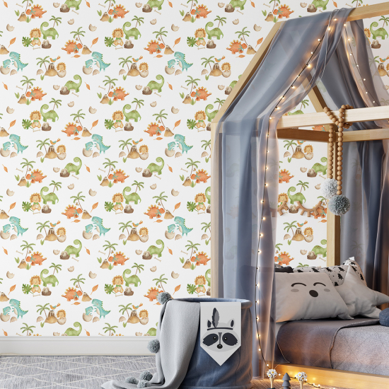 Papel pintado para niños - infantil - Bebés Dinosaurios