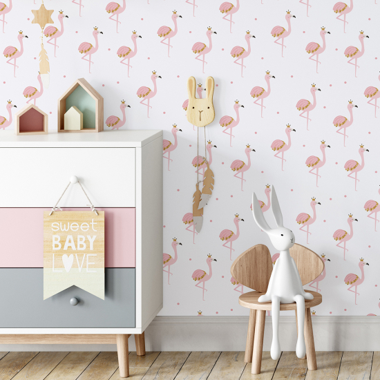 Papel pintado para niños - infantil - Flamencos rosas