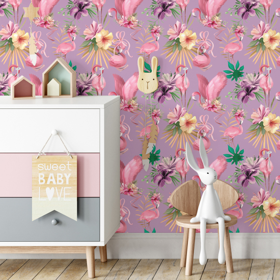 Papel pintado para niños - infantil - Flamencos rosas