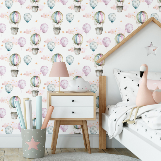 Papel pintado para niños - infantil - Globos aerostáticos