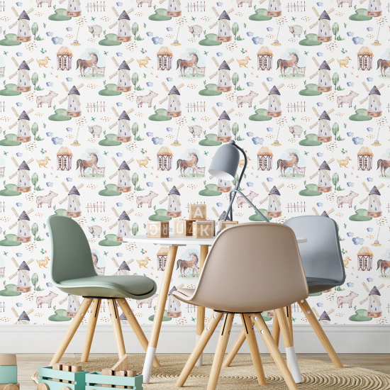 Papel pintado para niños - infantil - Granja