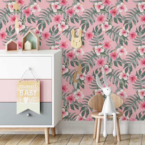 Papel pintado para niños - infantil - Hibisco