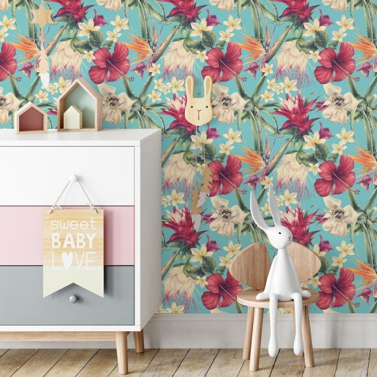 Papel pintado para niños - infantil - Hibisco