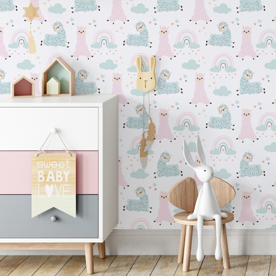 Papel pintado para niños - infantil - Lamas