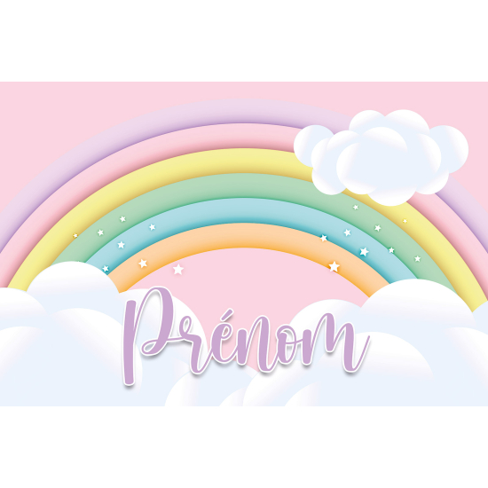 Papel pintado para niños - infantil panorámico con nombre personalizado - Arcoíris