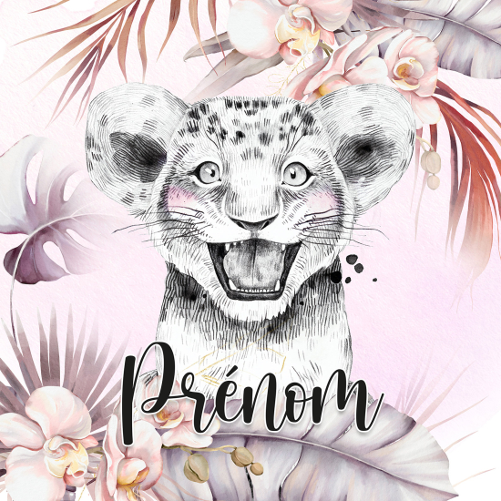Papel pintado para niños - infantil panorámico con nombre personalizado - Cachorro de león