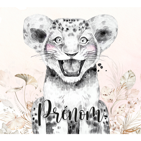 Papel pintado para niños - infantil panorámico con nombre personalizado - Cachorro de león