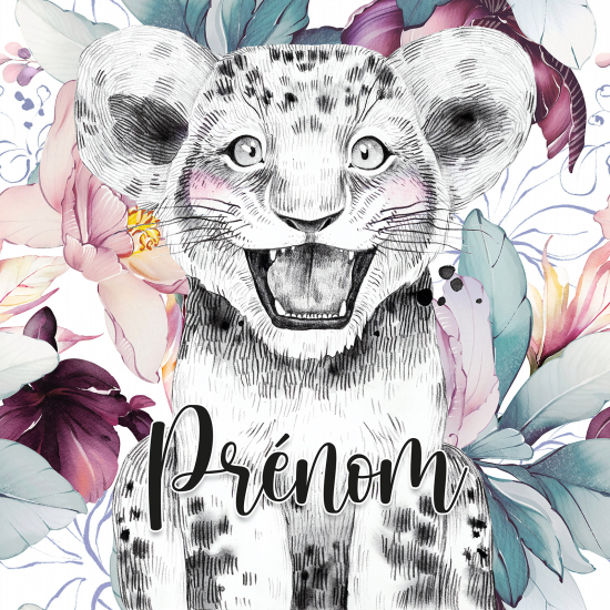 Papel pintado para niños - infantil panorámico con nombre personalizado - Cachorro de león