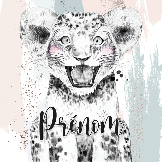 Papel pintado para niños - infantil panorámico con nombre personalizado - Cachorro de león
