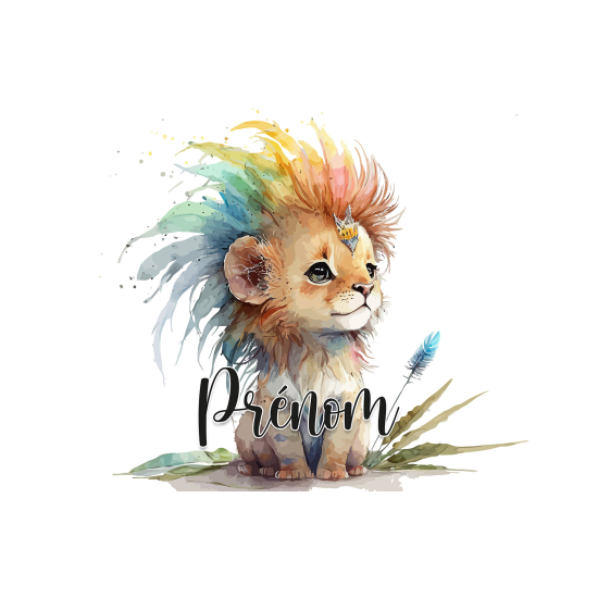 Papel pintado para niños - infantil panorámico con nombre personalizado - Cachorro de león