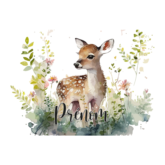 Papel pintado para niños - infantil panorámico con nombre personalizado - Cervatillo