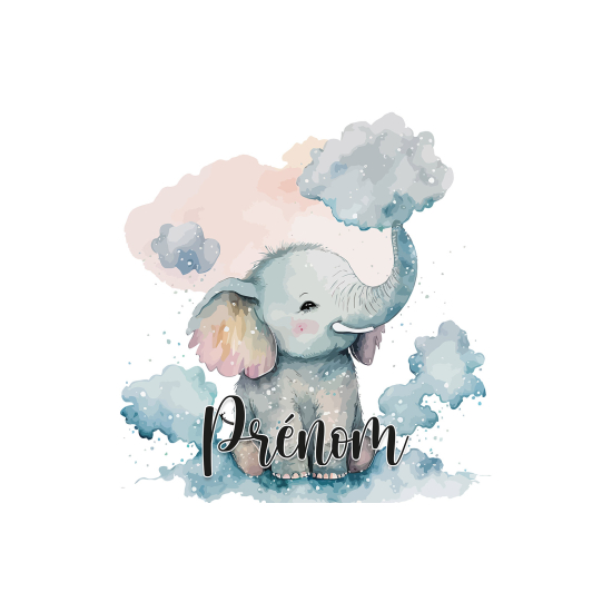 Papel pintado para niños - infantil panorámico con nombre personalizado - Elefante