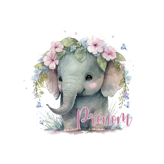 Papel pintado para niños - infantil panorámico con nombre personalizado - Elefantito