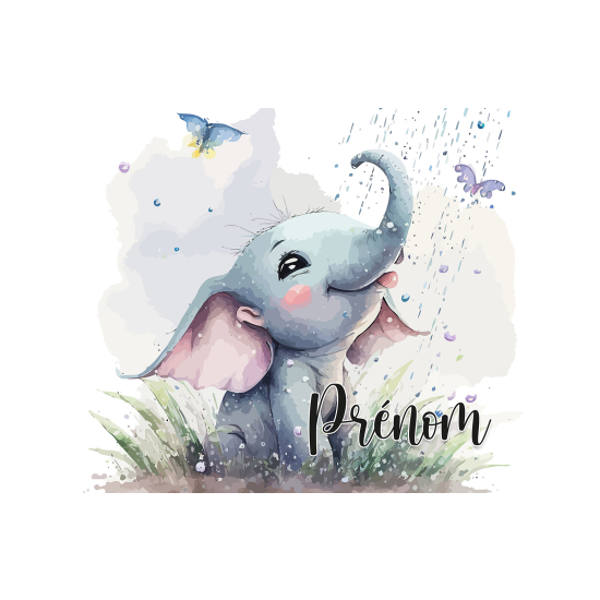 Papel pintado para niños - infantil panorámico con nombre personalizado - Elefantito