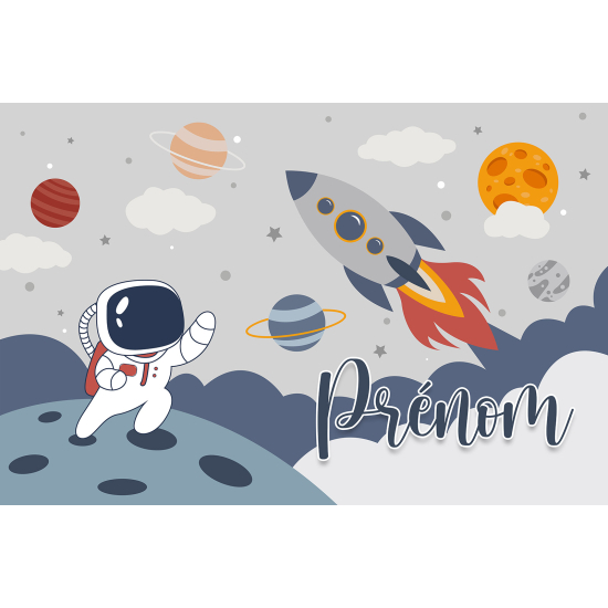 Papel pintado para niños - infantil panorámico con nombre personalizado - Espacio