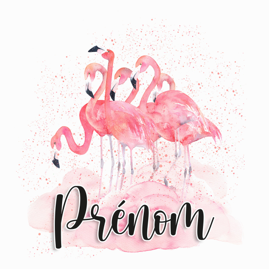 Papel pintado para niños - infantil panorámico con nombre personalizado - Flamencos Rosados