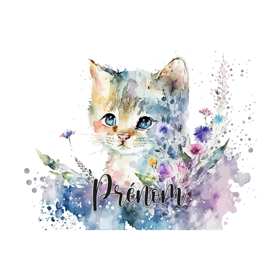 Papel pintado para niños - infantil panorámico con nombre personalizado - Gatito