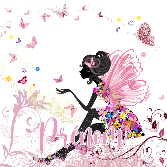 Papel pintado para niños - infantil panorámico con nombre personalizado - Hada Mariposas
