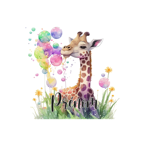 Papel pintado para niños - infantil panorámico con nombre personalizado - Jirafa