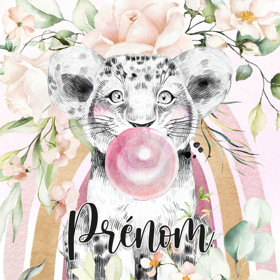 Papel pintado para niños - infantil panorámico con nombre personalizado - León Chicle