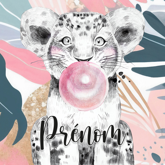 Papel pintado para niños - infantil panorámico con nombre personalizado - León Chicle