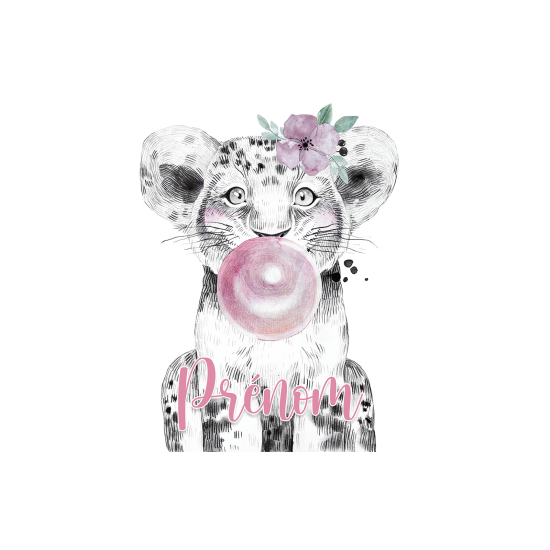Papel pintado para niños - infantil panorámico con nombre personalizado - León Chicle