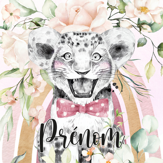 Papel pintado para niños - infantil panorámico con nombre personalizado - León Corbata de Moño