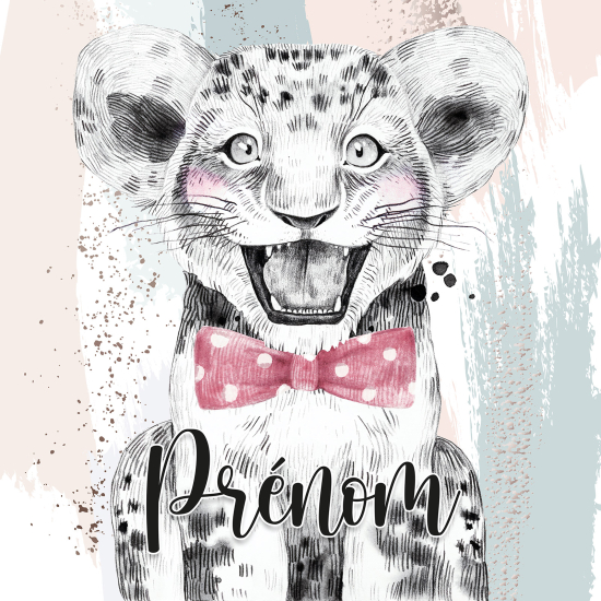 Papel pintado para niños - infantil panorámico con nombre personalizado - León Corbata de Moño